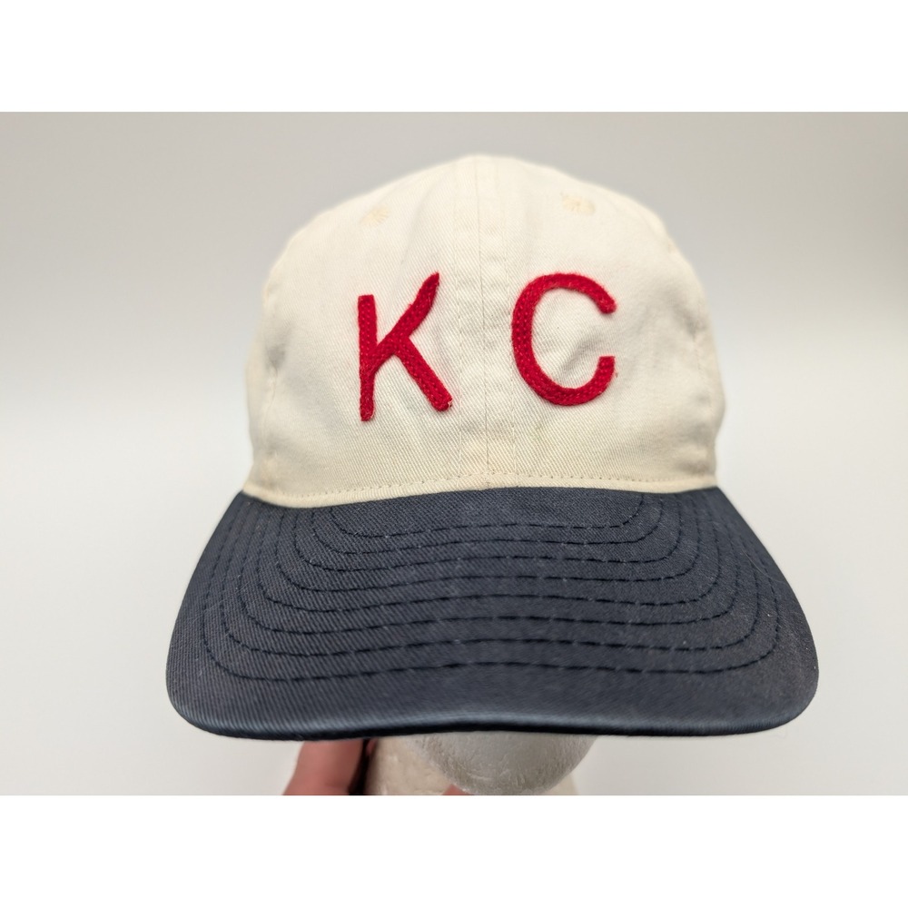 Vintage Kansas City KC Baseball Cap Snapback Hat Cream Navy Red Made in USA
